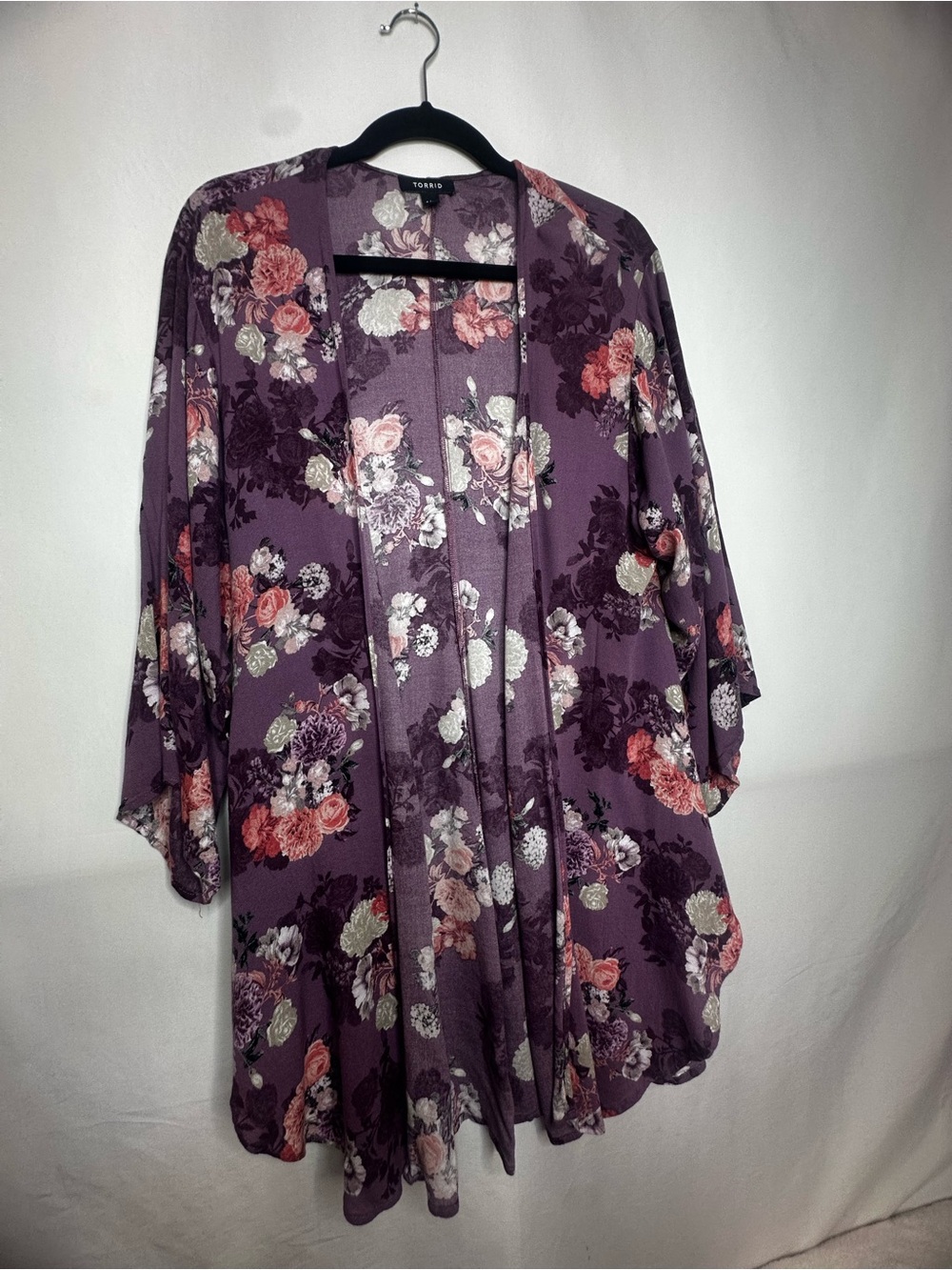torrid Purple Floral Kimono Cardigan
